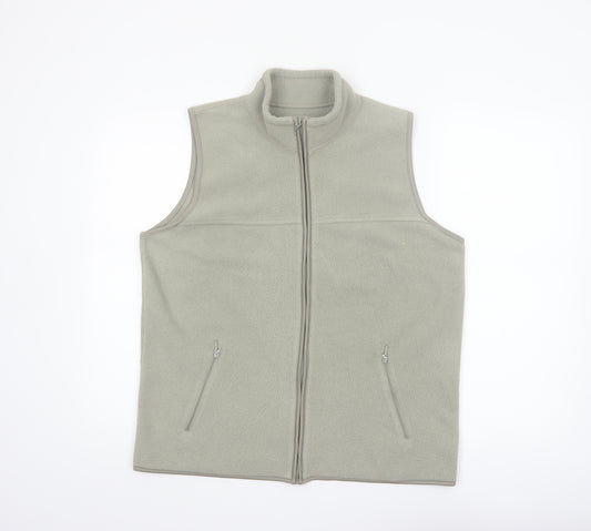 EWM Women Beige Fleece Bodywarmer Waistcoat Size 14 Regular Zip Style