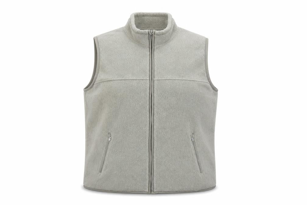 EWM Women Beige Fleece Bodywarmer Waistcoat Size 14 Regular Zip Style