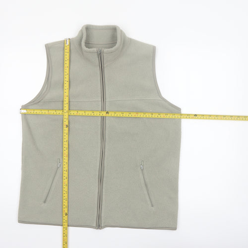 EWM Women Beige Fleece Bodywarmer Waistcoat Size 14 Regular Zip Style