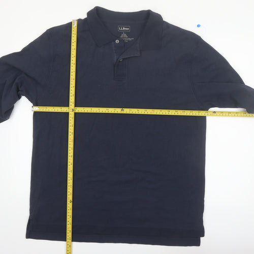 L.L.Bean Men's Blue Long Sleeve Cotton Polo Shirt Size L