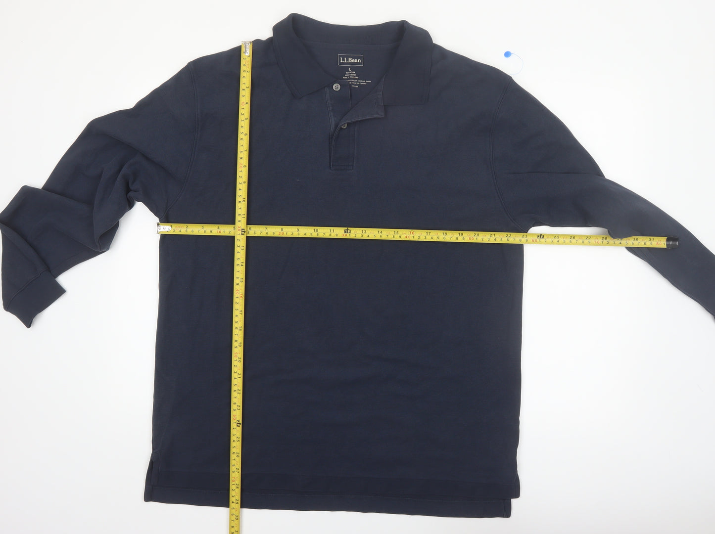L.L.Bean Men's Blue Long Sleeve Cotton Polo Shirt Size L