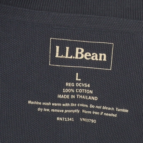 L.L.Bean Men's Blue Long Sleeve Cotton Polo Shirt Size L