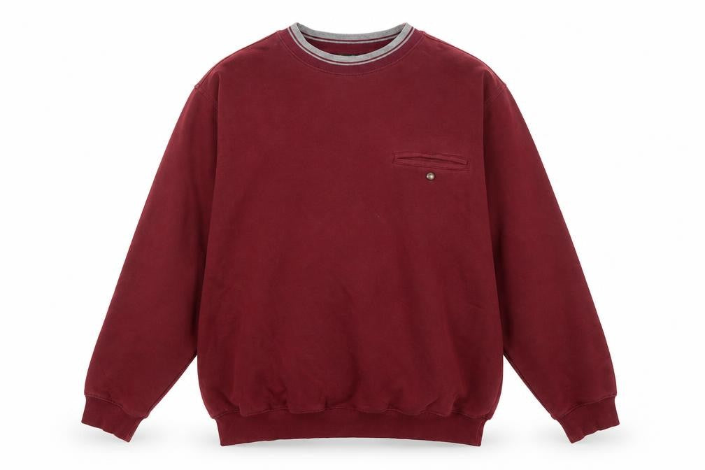 Front view of Norm Thompson men’s red l pullover crew neck sweatshirt