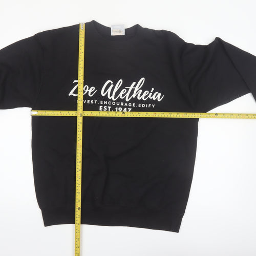 Champion Men's Black Crew Neck Sweatshirt M Cotton Blend Graphic Print