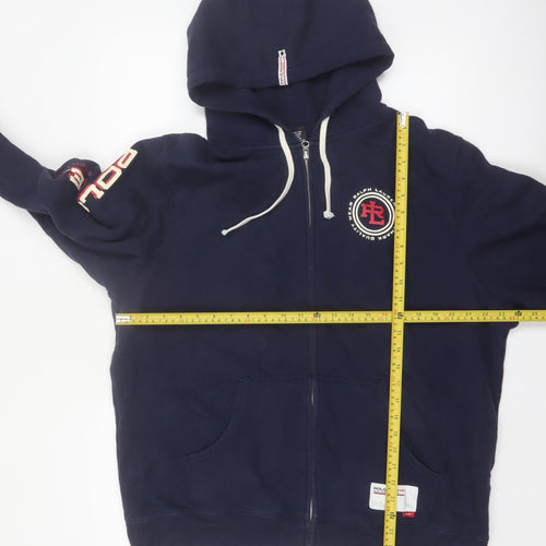 Ralph Lauren Polo Jeans Men Blue Full Zip Hoodie Size L Logo Print