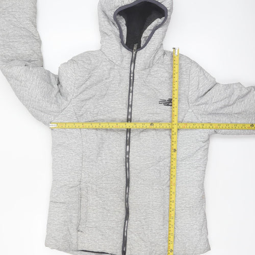 New Balance Women's Grey Hooded Puffer Jacket Size M