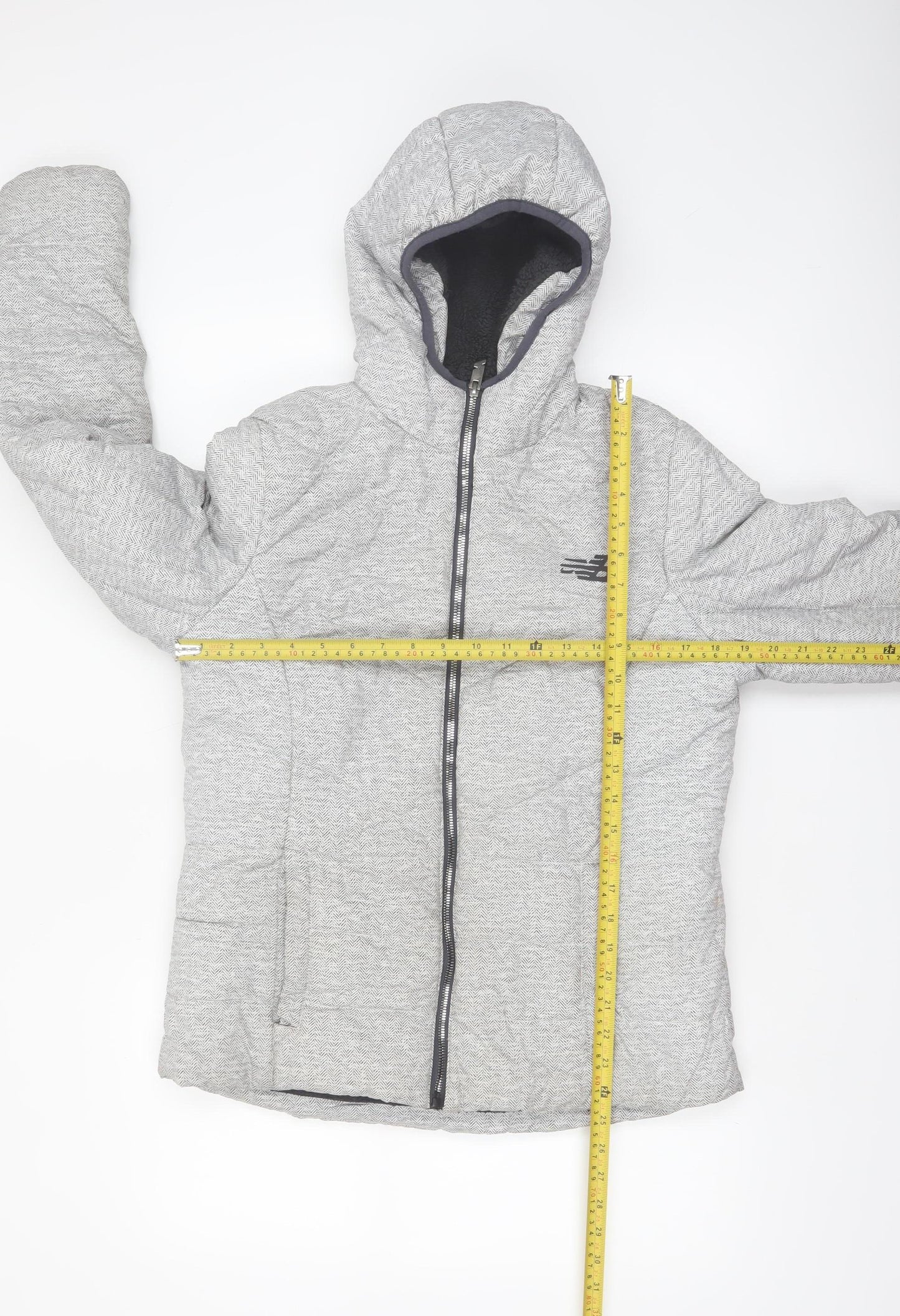 New Balance Women's Grey Hooded Puffer Jacket Size M