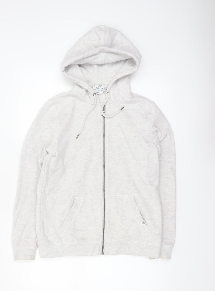 TOG24 Women's Light Grey Full Zip Hoodie Size 10 Cotton Blend