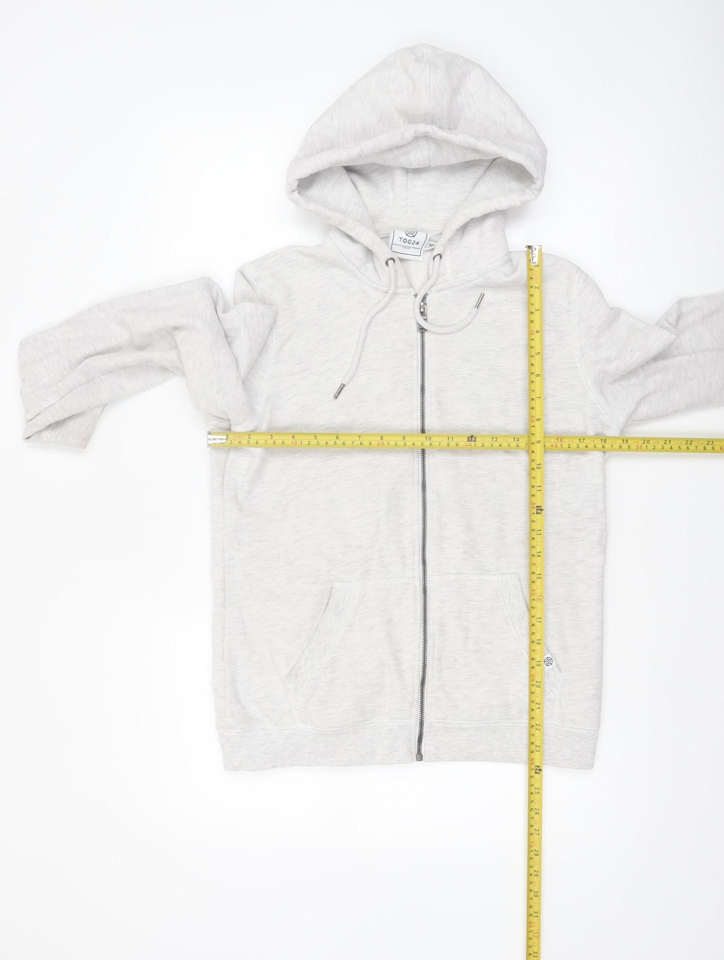 TOG24 Women's Light Grey Full Zip Hoodie Size 10 Cotton Blend