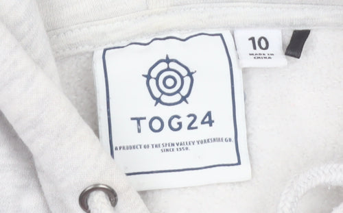 TOG24 Women's Light Grey Full Zip Hoodie Size 10 Cotton Blend