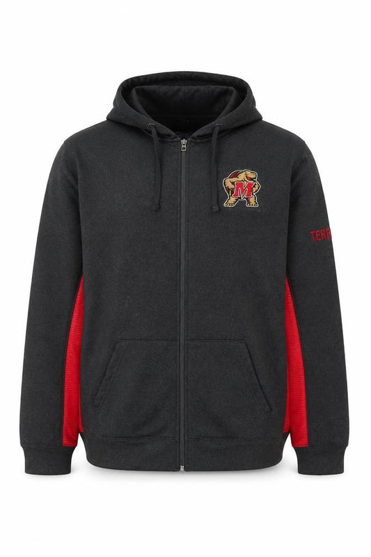 Front view of Campus Heritage Men's Grey Full Zip Hoodie 2XL College Sports Style