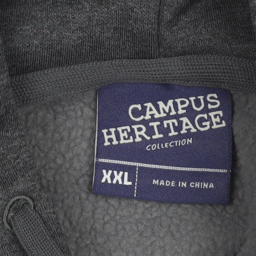 Campus Heritage Men's Grey Full Zip Hoodie 2XL College Sports Style
