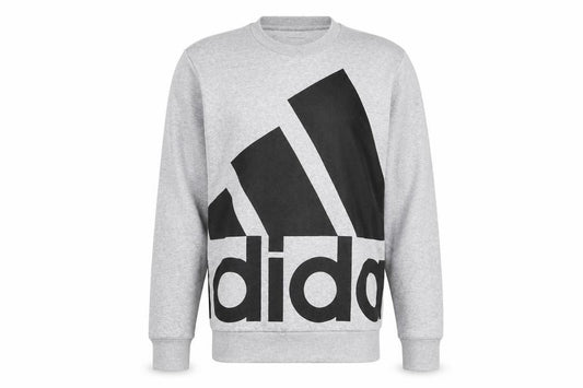 Front view of Adidas Men's Grey Sport Essentials Crew Neck Sweatshirt Small