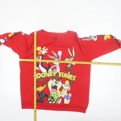 Looney Tunes Red Women's L Crew Neck Sweatshirt Cotton Blend
