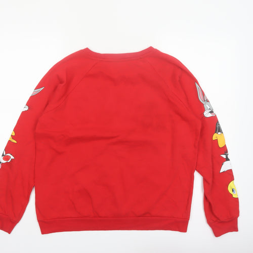 Looney Tunes Red Women's L Crew Neck Sweatshirt Cotton Blend