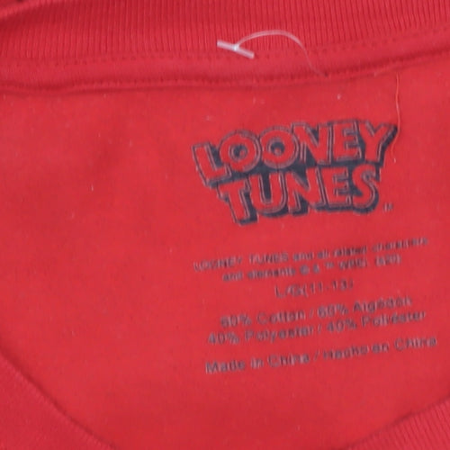 Looney Tunes Red Women's L Crew Neck Sweatshirt Cotton Blend