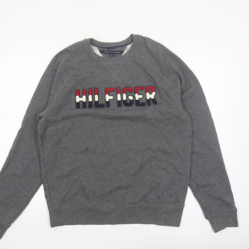 Tommy Hilfiger Men's Grey Embroidered Logo Sweatshirt L