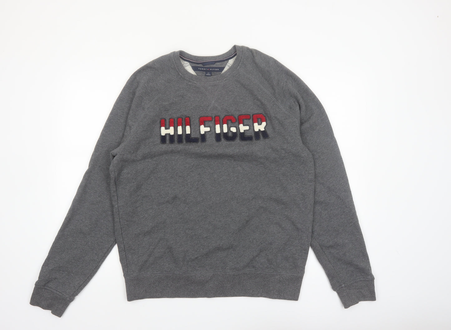 Tommy Hilfiger Men's Grey Embroidered Logo Sweatshirt L