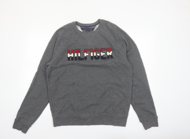 Tommy Hilfiger Men's Grey Embroidered Logo Sweatshirt L