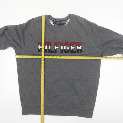 Tommy Hilfiger Men's Grey Embroidered Logo Sweatshirt L