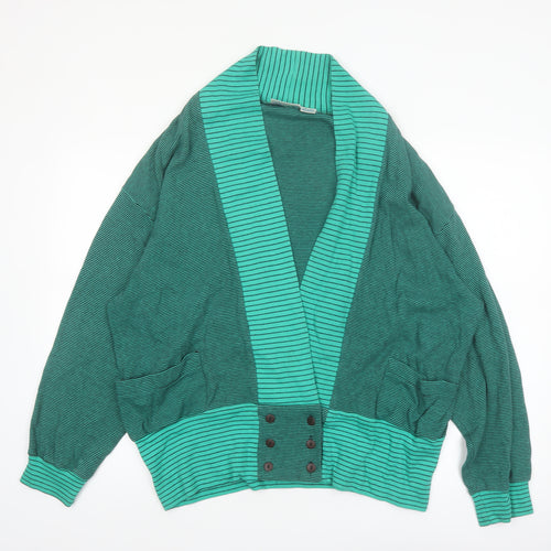 Nordstrom Active Sports Women's Green Striped Cotton Blazer M