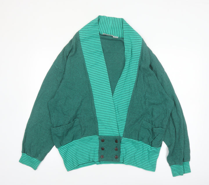 Nordstrom Active Sports Women's Green Striped Cotton Blazer M