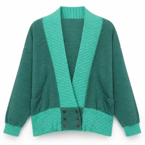 Nordstrom Active Sports Women's Green Striped Cotton Blazer M