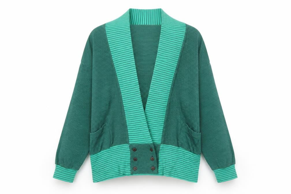 Nordstrom Active Sports Women's Green Striped Cotton Blazer M