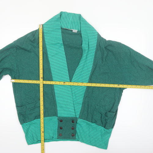 Nordstrom Active Sports Women's Green Striped Cotton Blazer M
