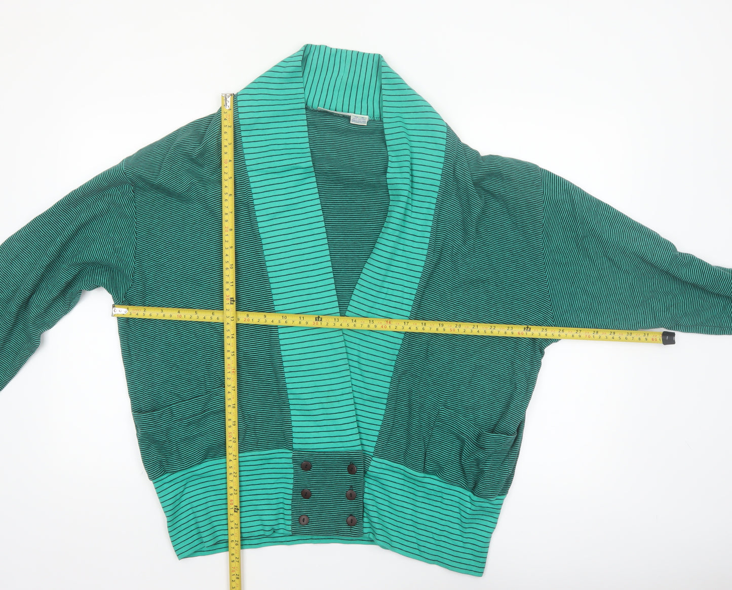 Nordstrom Active Sports Women's Green Striped Cotton Blazer M