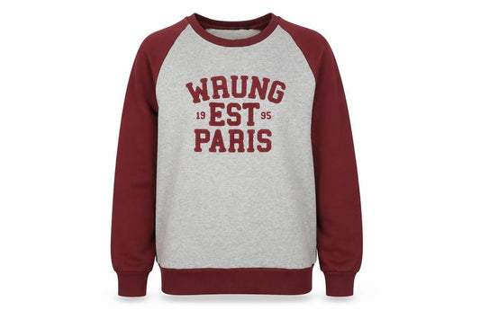 Front view of WRUNG Men's Grey Burgundy 2XL Pullover Sweatshirt Crew Neck