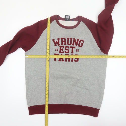 WRUNG Men's Grey Burgundy 2XL Pullover Sweatshirt Crew Neck