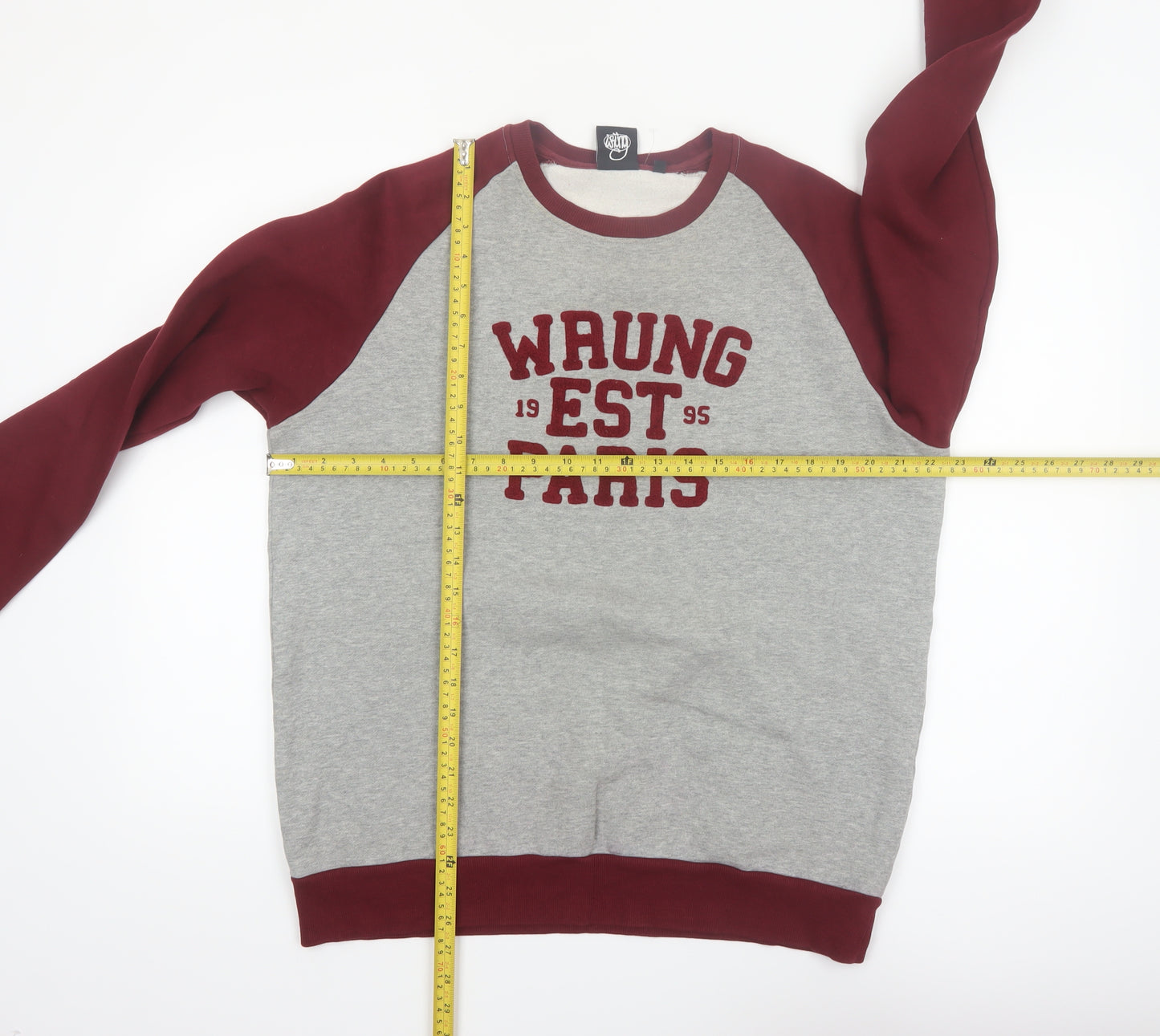 WRUNG Men's Grey Burgundy 2XL Pullover Sweatshirt Crew Neck