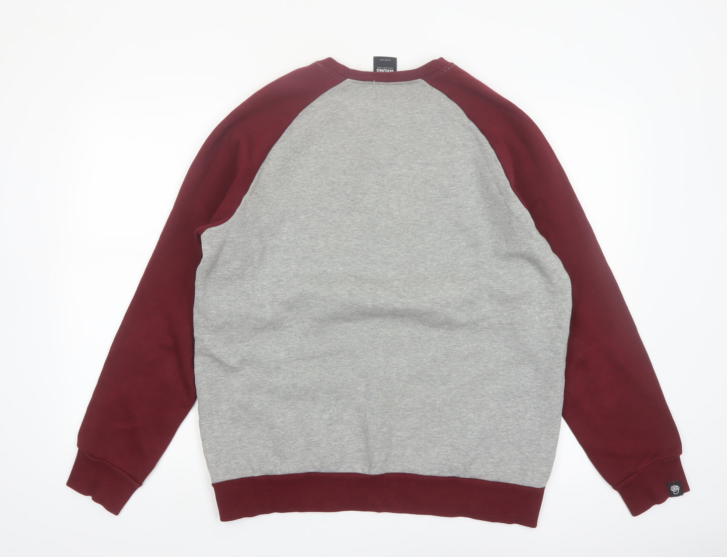WRUNG Men's Grey Burgundy 2XL Pullover Sweatshirt Crew Neck