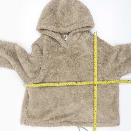 H&M Womens Beige Pullover Hoodie Size 12 Fleece Hooded Sweatshirt