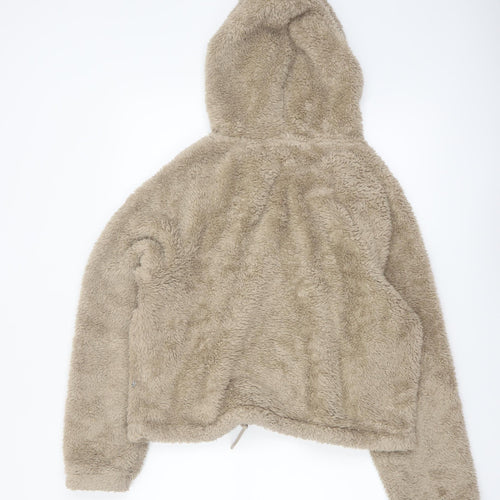 H&M Womens Beige Pullover Hoodie Size 12 Fleece Hooded Sweatshirt