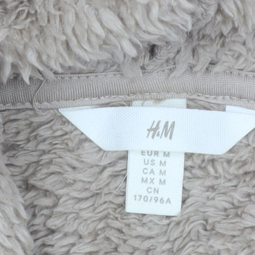 H&M Womens Beige Pullover Hoodie Size 12 Fleece Hooded Sweatshirt