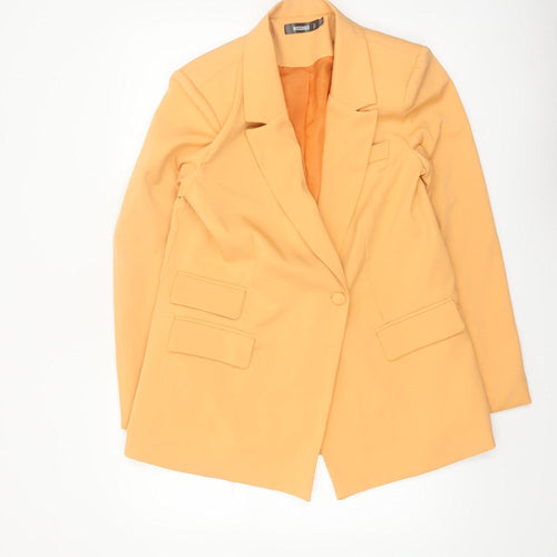Missguided Women Yellow Long Sleeve One Button Blazer UK 12