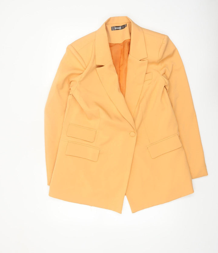 Missguided Women Yellow Long Sleeve One Button Blazer UK 12