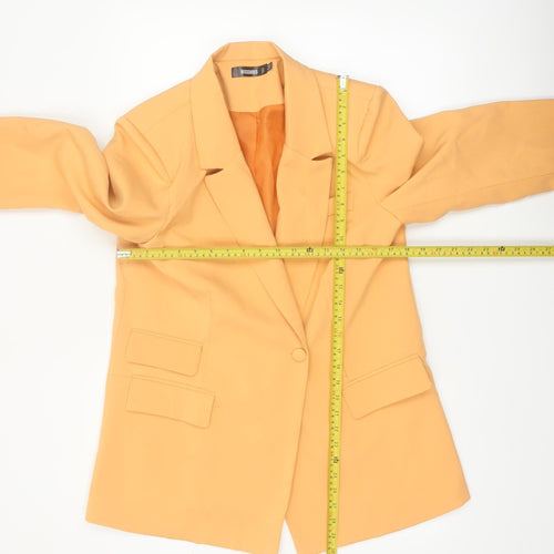 Missguided Women Yellow Long Sleeve One Button Blazer UK 12