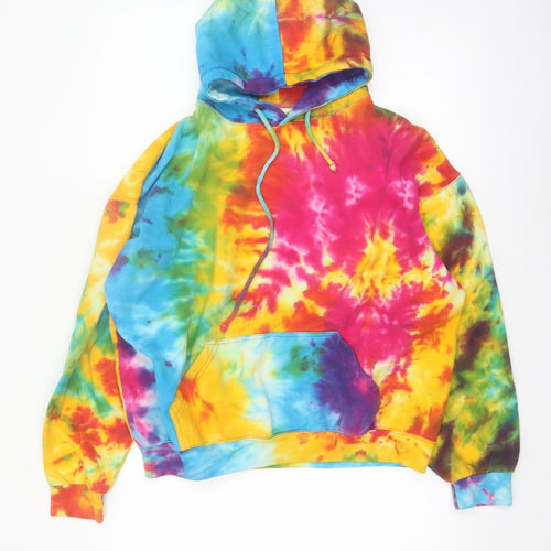 Exist Womens Multicoloured Tie Dye Pullover Hoodie L Cotton Blend