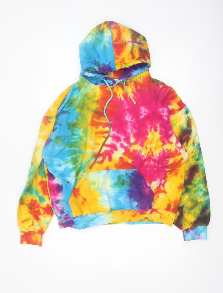 Exist Womens Multicoloured Tie Dye Pullover Hoodie L Cotton Blend