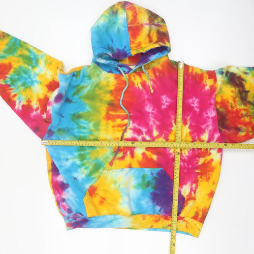 Exist Womens Multicoloured Tie Dye Pullover Hoodie L Cotton Blend