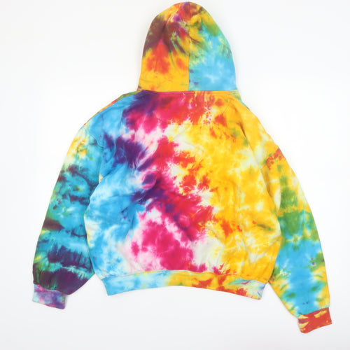 Exist Womens Multicoloured Tie Dye Pullover Hoodie L Cotton Blend