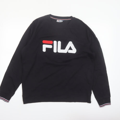 FILA Men's Black Logo Crew Neck Pullover Sweatshirt Size L