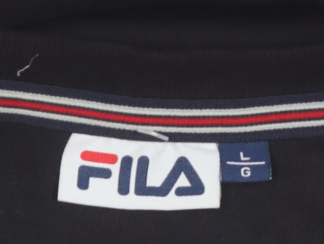FILA Men's Black Logo Crew Neck Pullover Sweatshirt Size L