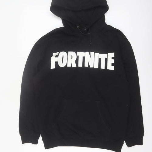 Fortnite Men's Black Pullover Hoodie Sweatshirt Medium Cotton Blend