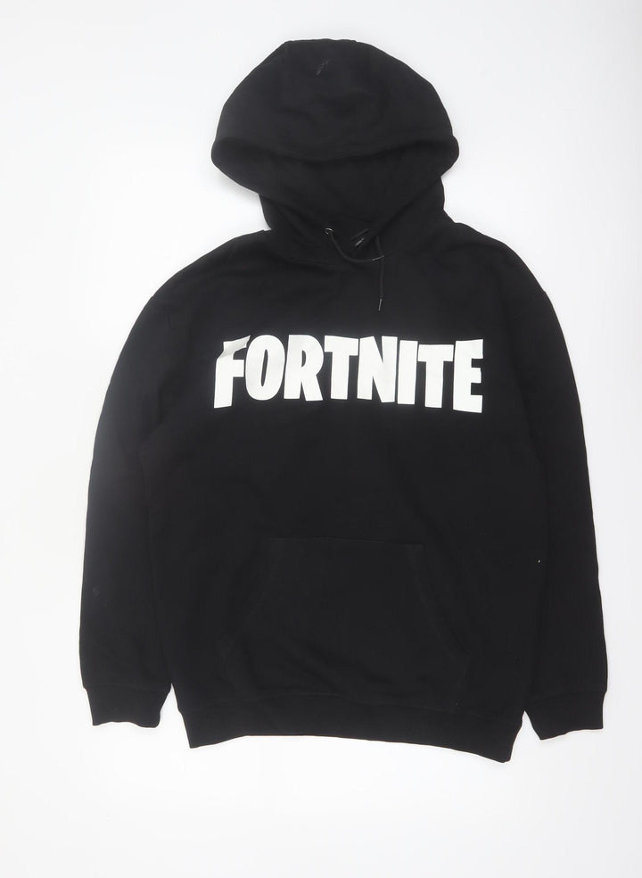 Fortnite Men's Black Pullover Hoodie Sweatshirt Medium Cotton Blend
