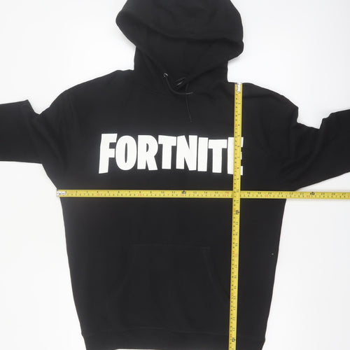 Fortnite Men's Black Pullover Hoodie Sweatshirt Medium Cotton Blend