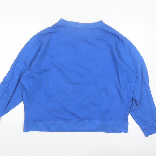 Gold Coast Women Blue Embroidered Butterfly Cotton Sweatshirt XL